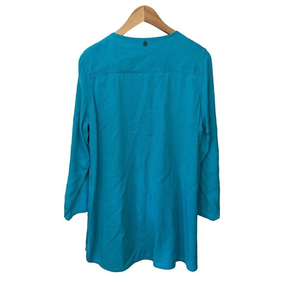 Soft Surroundings Shirt Dress Womens Size PL‎ Blue 100% Tencel Button Up Tunic - Picture 3 of 8
